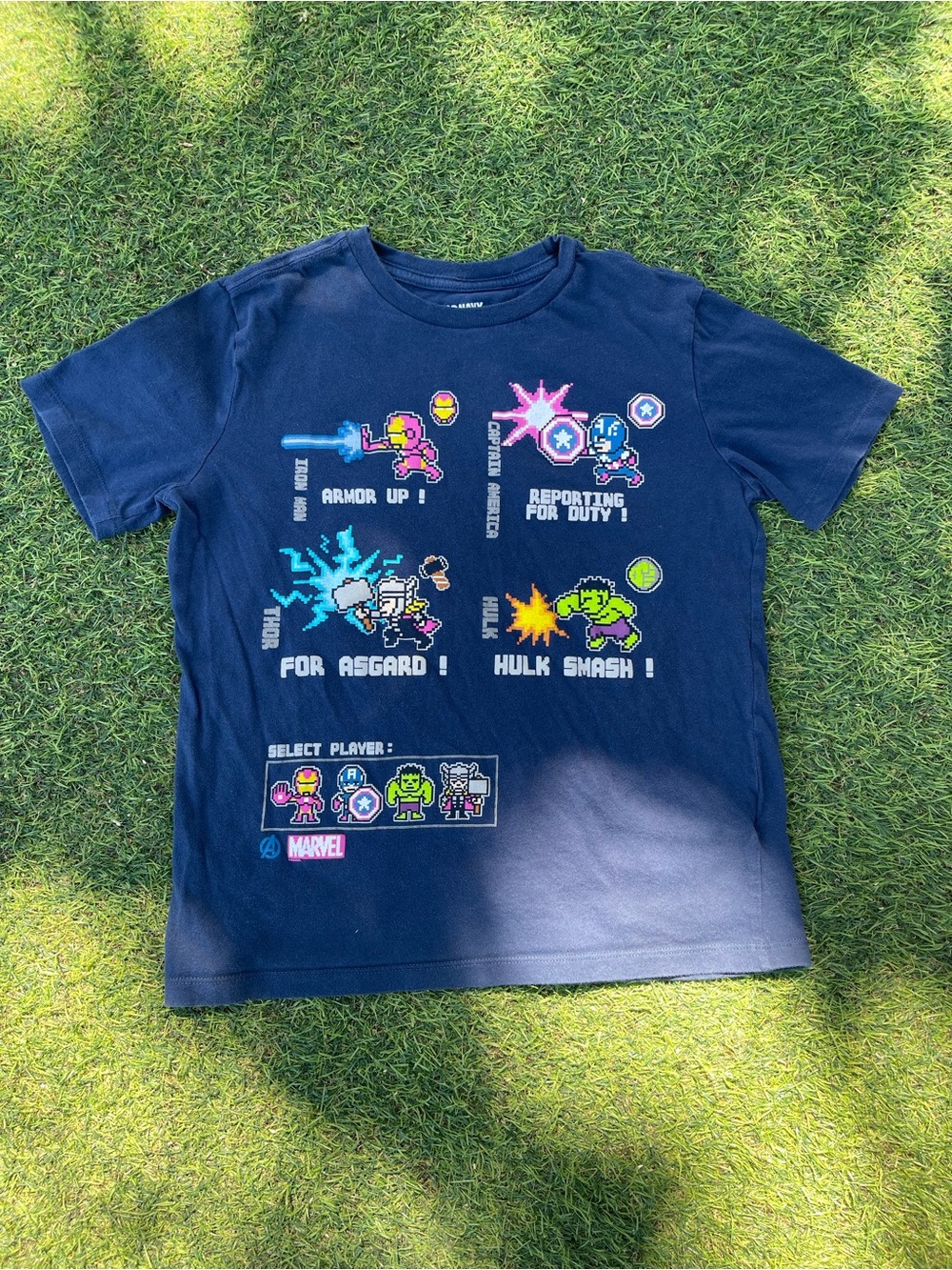 Old Navy Navy Blue Marvel Pixel Superhero Tee